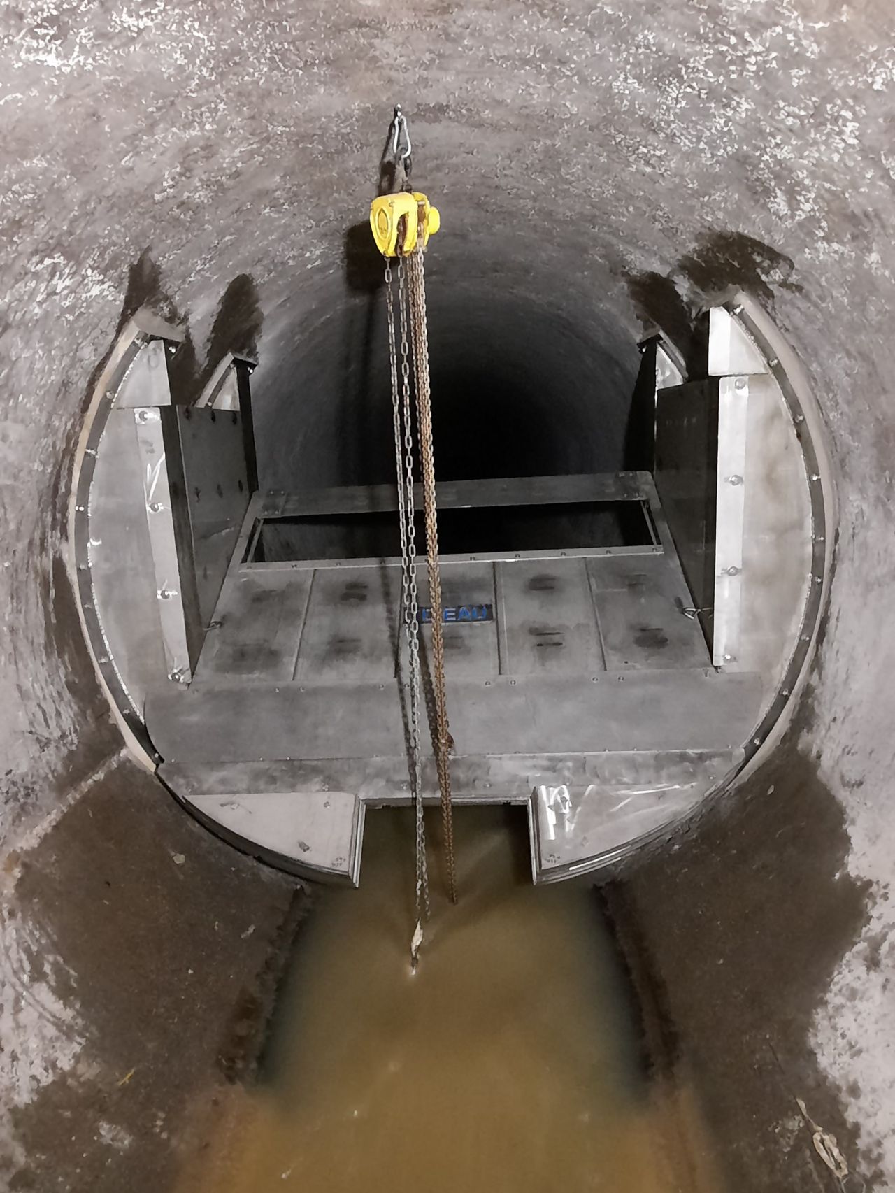 Vanne hydrodynamique juste après la pose