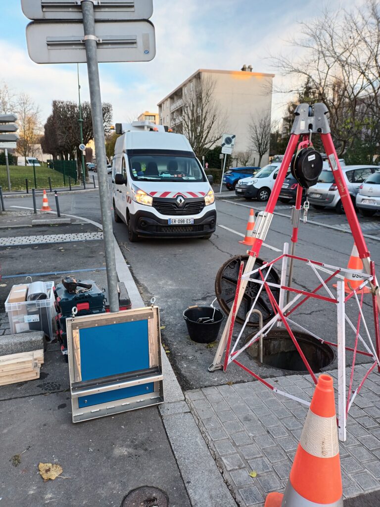 Préparation du chantier de pose de la vanne hydrodynamique Deomatic à Rungis