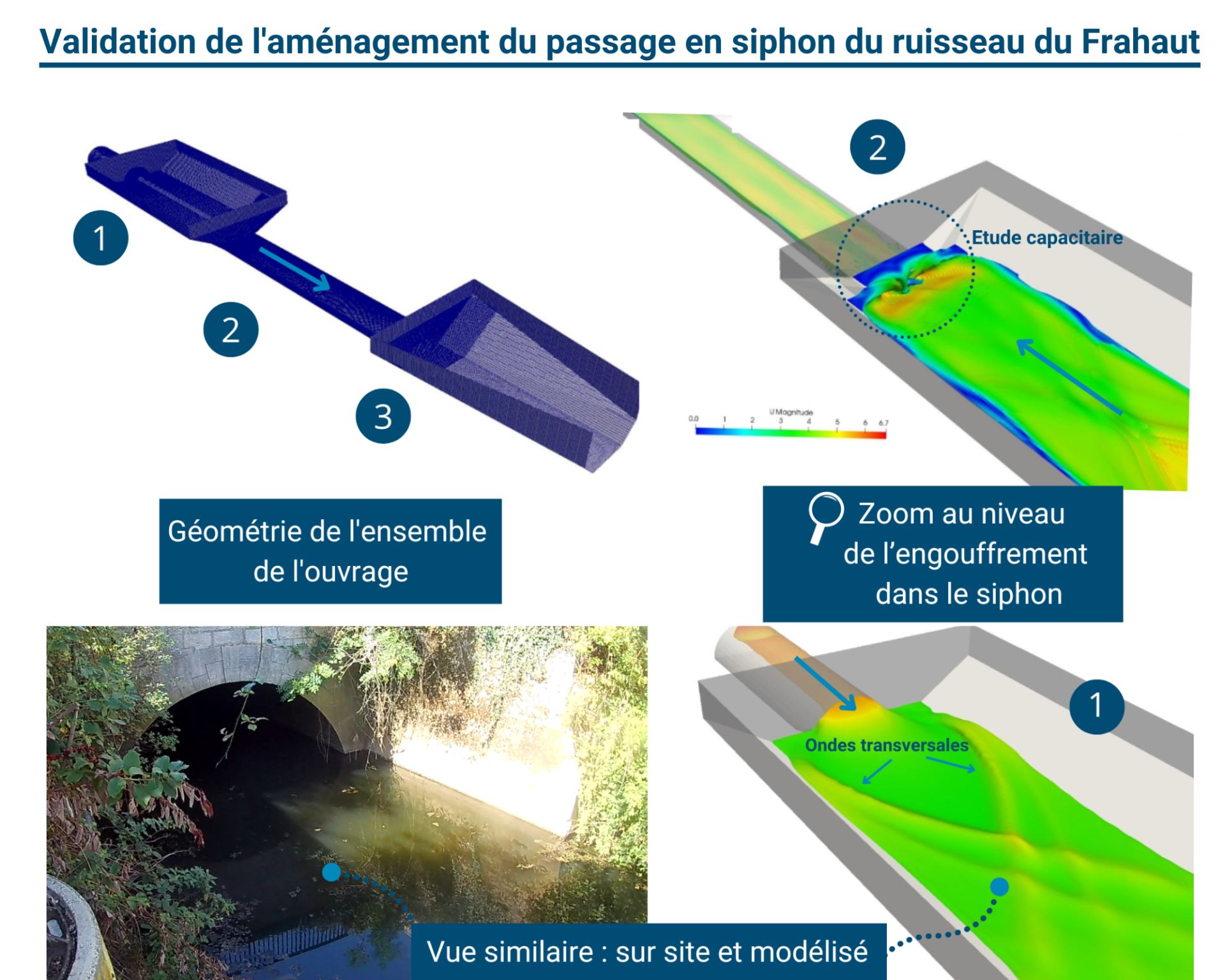 Modélisation 3D de la capacité hydraulique d'un pertuis pour un débit centennal